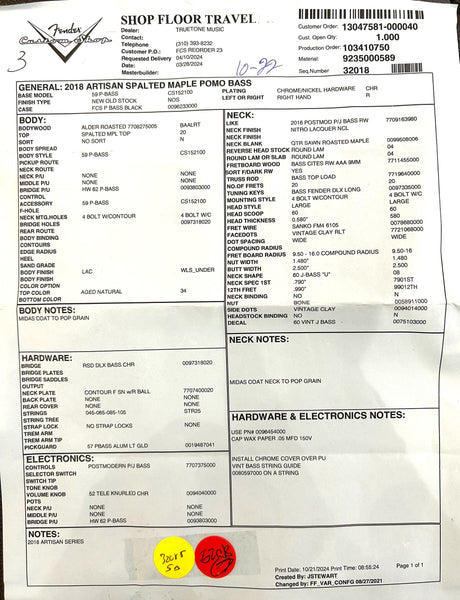 Fender Custom Shop Artisan Spalted Maple Post Modern Precision